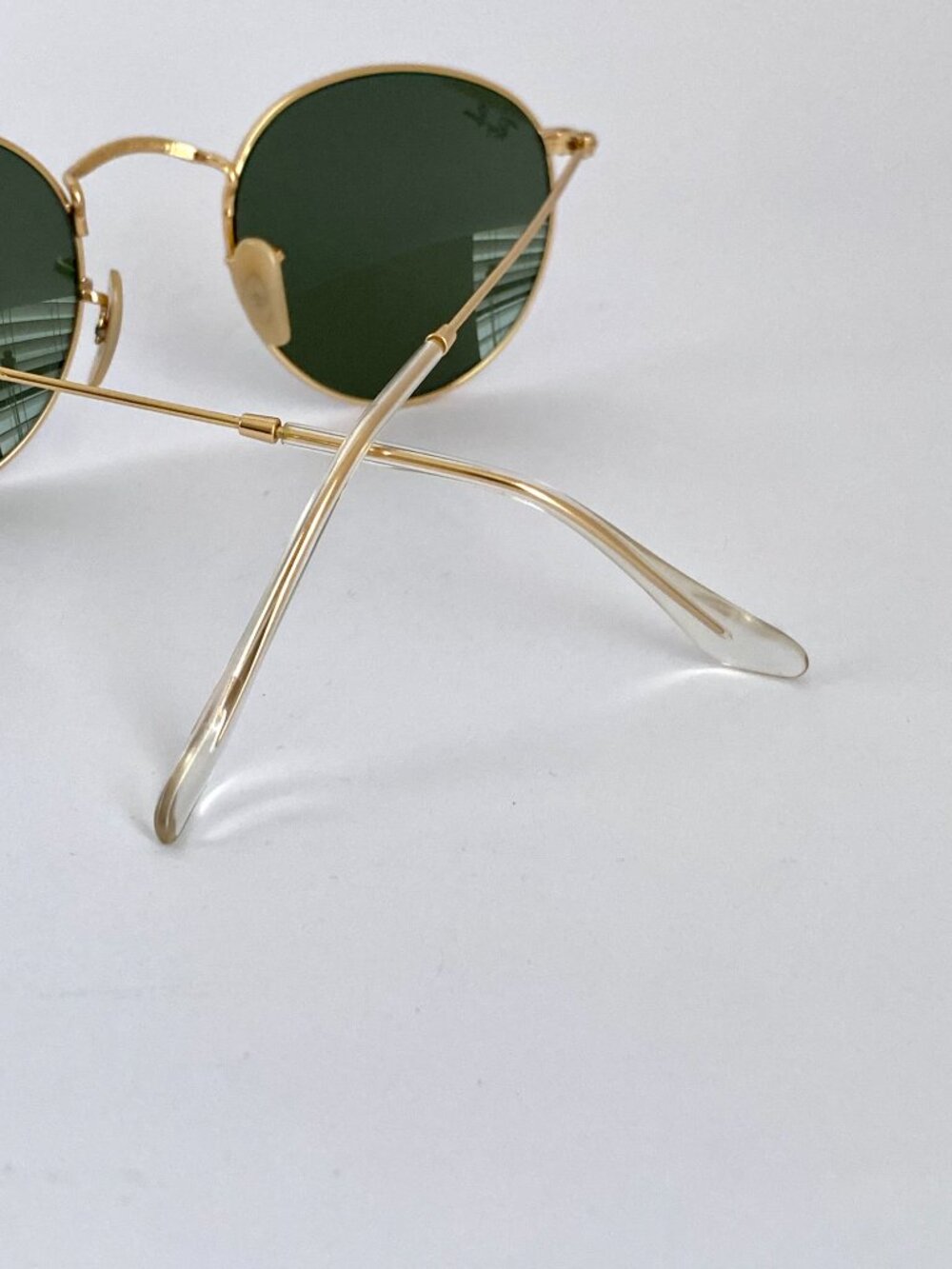Ray-Ban Round Metal Sunglasses | Gold Frame + Black Green G-15 Lens - Picture 9 of 11